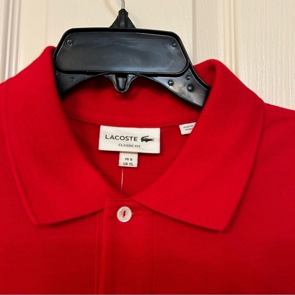 LACOSTE Men's Classic-Fit Short-Sleeve Polo Shirt in Red Size XL - Picture 9 of 11